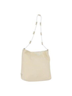 Authentic PRADA Shoulder Bag Leather plastic Ivory Clear
